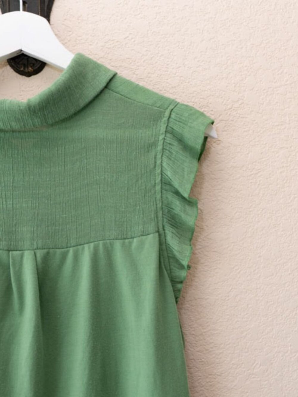 Parallel Skies Green Ruffle Sleeve Tie Front Blouse XL Button Up Boho Cottagecor - Picture 10 of 12